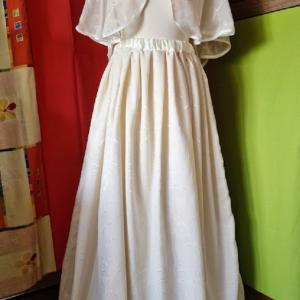 ESKÜVŐ BOL69 - Elegáns hímzett ekrü muszlin boleró, pelerin