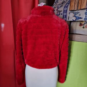 ESKÜVŐ BOL98 - Piros menyasszonyi hosszú ujjú szőrme boleró