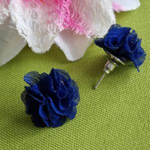 ESKÜVŐ ÉSZ18 - Királykék színű szett : fülbevaló + bross / kitűző / gyűrű