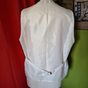 ESKÜVŐ FME07 - Ekrü színű ezüst rombusz mintás selyem alkalmi férfi mellény 54/XL