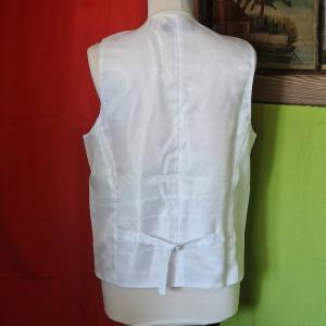 ESKÜVŐ FME09 - Ekrü inda mintás selyem alkalmi férfi mellény 52/XL