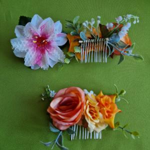 ESKÜVŐ HAD223 - Selyem rózsás hajfésű, hajtű