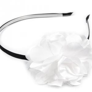 ESKÜVŐ HPT13 - Fehér szatén virágos hajpánt, hajráf