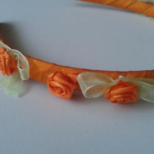 ESKÜVŐ HPT21 - Narancssárga szatén rózsás hajpánt, hajráf