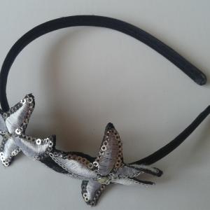 ESKÜVŐ HPT32 - Hímzett flitteres virágos hajpánt, hajráf