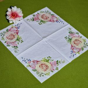 ESKÜVŐ KIEG24 - 3 rétegű rózsás fehér színű szalvéta darabra