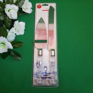 ESKÜVŐ KIEG27 - Díszes nyelű esküvői tortavágó kés szett: spatula + szeletelő