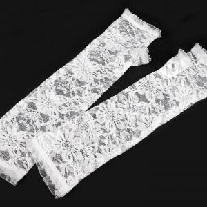 ESKÜVŐ KTY15 - 36cm-es hófehér menyasszonyi csipke kesztyű