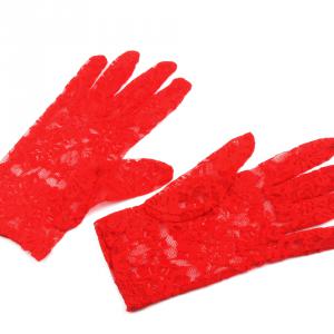 ESKÜVŐ KTY24 - 21cm-es hagyományos piros menyasszonyi, menyecske csipke kesztyű