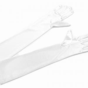 ESKÜVŐ KTY41 - 47cm-es hófehér szatén menyasszonyi kesztyű, operába, bálba