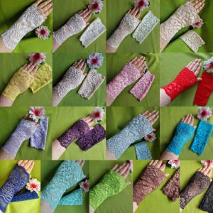 ESKÜVŐ KTY60 – 17cm-es ujjatlan rózsaszín színű csipke kesztyű