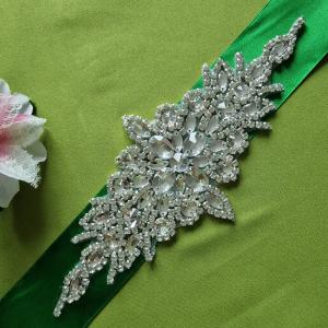 ESKÜVŐ MÖV27 – Kézzel varrt strasszköves menyasszonyi öv 25x10cm
