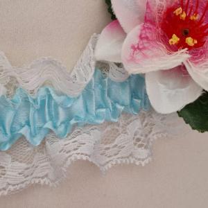 ESKÜVŐ MÖV30 - 60mm-es Világoskék, fehér csipke menyasszonyi öv