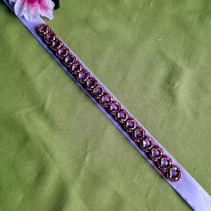 ESKÜVŐ MÖV38 – Handmade - Strasszos óarany színű menyasszonyi öv 29x2cm-es