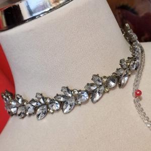 ESKÜVŐ MÖV53 - Kristályköves menyasszonyi Öv, Nyaklánc, Hajdísz 36x2,3cm