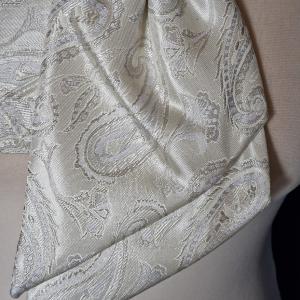 ESKÜVŐ NYD11 - Ekrü színű török mintás selyem szatén nyakkendő + díszzsebkendő