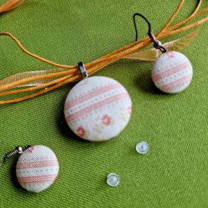 ÉSZ17 - Handmade - zsinóros, szalagos nyaklánc + fülbevaló