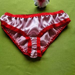 FEN065 - Brazil tanga szatén bugyi rózsaszín/piros