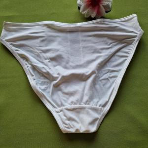 FEN155 - Női fehérnemű - Hagyományos fazonú törtfehér selyem csipkés bugyi S-M