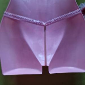 FEN55C - Női fehérnemű - Pink masnis, gyöngyös G-string tanga bugyi