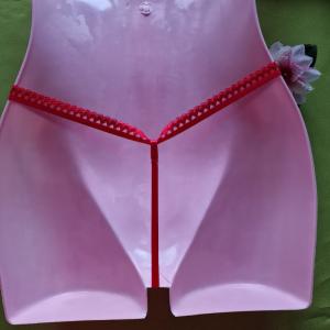 FEN55F - Női fehérnemű - Fekete masnis, gyöngyös G-string tanga bugyi