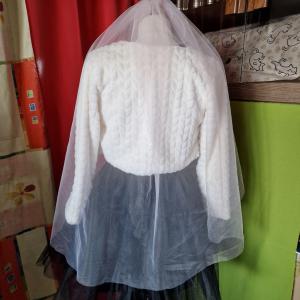 FTY128 - 1 rétegű, világos púder színű szegetlen menyasszonyi fátyol 80x150cm