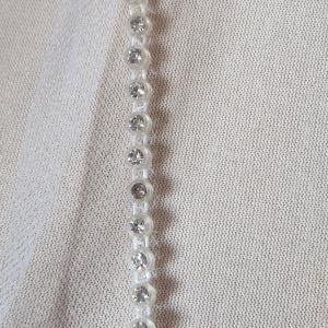 FTY142 - 1 rétegű, köves szélű, Hófehér menyasszonyi fátyol 90x130cm