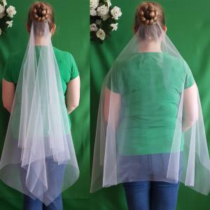 FTY98 - 1 rétegű, szegetlen, Ekrü menyasszonyi szögletes fátyol 60x100cm