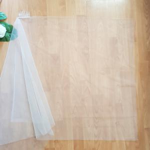FTY99 - 1 rétegű, szegetlen, Hófehér menyasszonyi szögletes fátyol 80x150cm