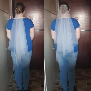 FTY99 - 1 rétegű, szegetlen, Hófehér menyasszonyi szögletes fátyol 80x150cm