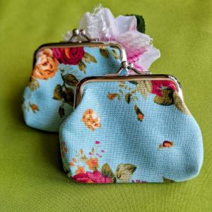 NK02B - Vintage tipusú rózsa mintás kis pénztárca, aprópénztartó - kék