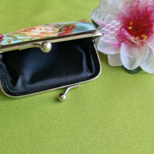 NK02B - Vintage tipusú rózsa mintás kis pénztárca, aprópénztartó - kék