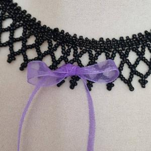 NYM77 - Fekete gyöngy nyaklánc masnival