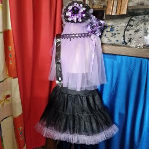 NYM78B - Fekete csipke szalagból készült nyakék, nyaklánc gót stílusban - piros