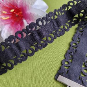 NYM81 - Fekete bársony csipke mintás nyaklánc, Choker nyakék