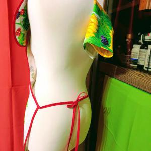 OTT22 - Napraforgó és szeder mintás  pamut konyhai szett: kötény, edényfogó, konyharuha (törlőkendő)