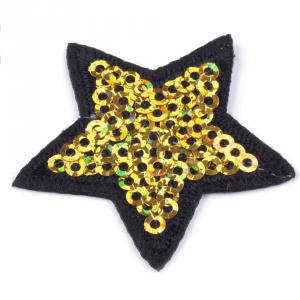 Vasalható flitteres csillag 35 mm - arany és ezüst