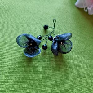 VIR25 - Virág dróton csiszolt kövekkel hand made - antracit színű