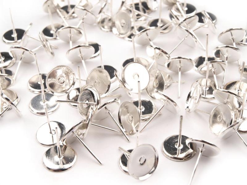 Ezüst színű fém, bedugós fülbevaló ALAP 10mm-es tartóval