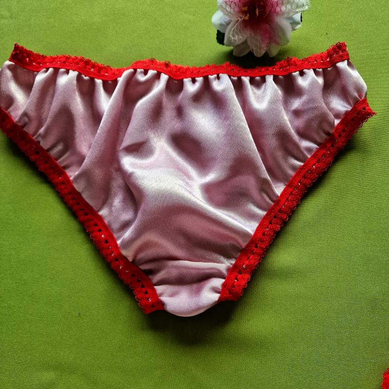 FEN065 - Brazil tanga szatén bugyi rózsaszín/piros