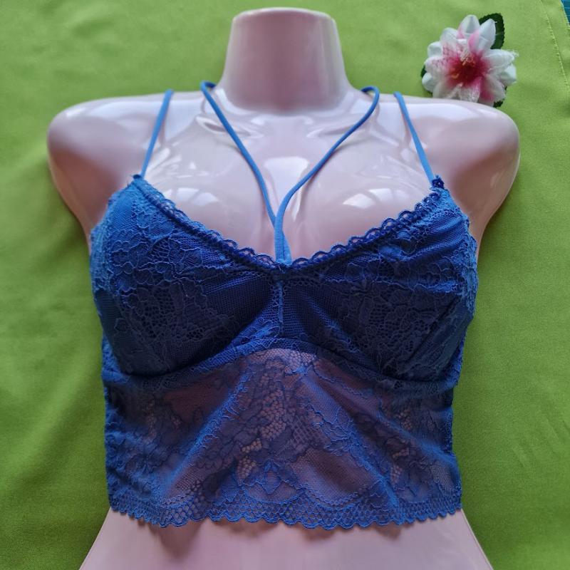 FEN156 - Női fehérnemű - Králykék színű csipke melltartó, top 160/80/A-B