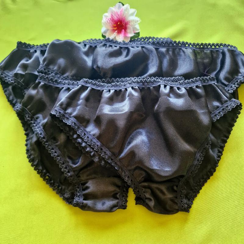 FEN69 - 5db Brazil tanga szatén bugyi - fefekete