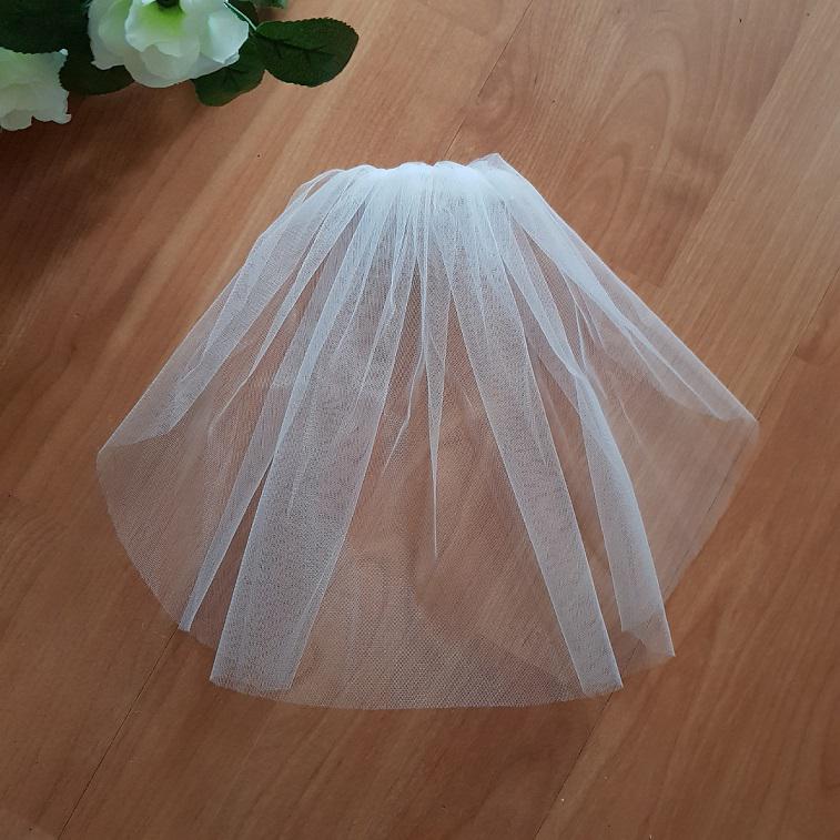 FTY01 - 1 rétegű, szegetlen, Hófehér MINI menyasszonyi fátyol 30x50cm