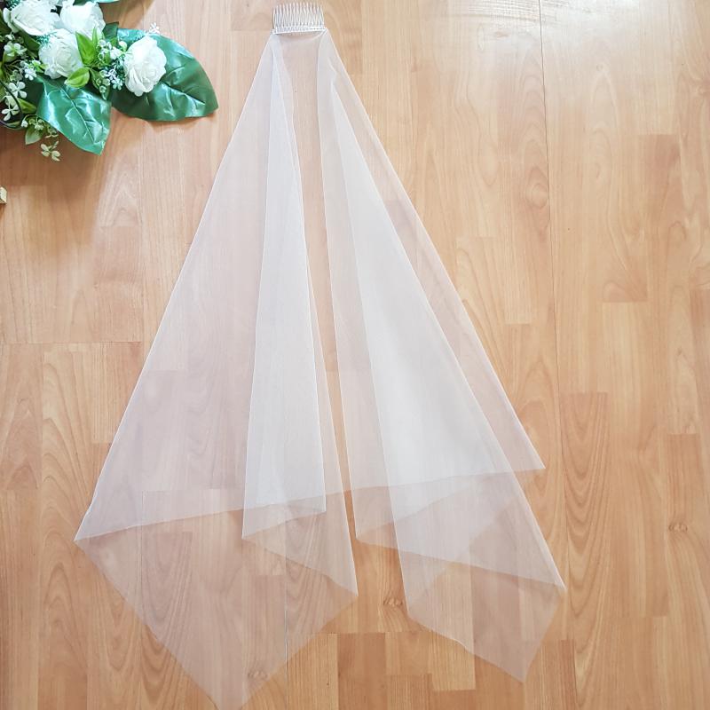 FTY100 - 1 rétegű, szegetlen, Ekrü menyasszonyi szögletes fátyol 80x150cm