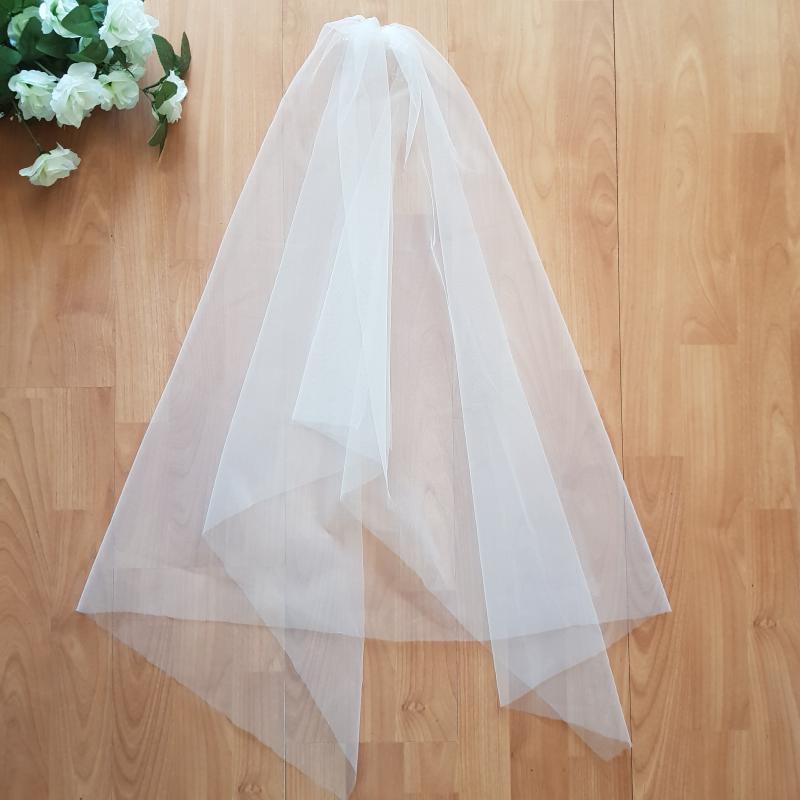 FTY101 - 1 rétegű, szegetlen, Hófehér menyasszonyi félhúzott szögletes fátyol 80x150cm