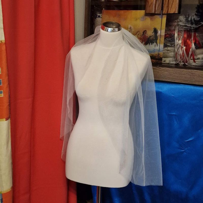 FTY148 - 1 rétegű, szegetlen, Ekrü menyasszonyi fátyol 78x140cm