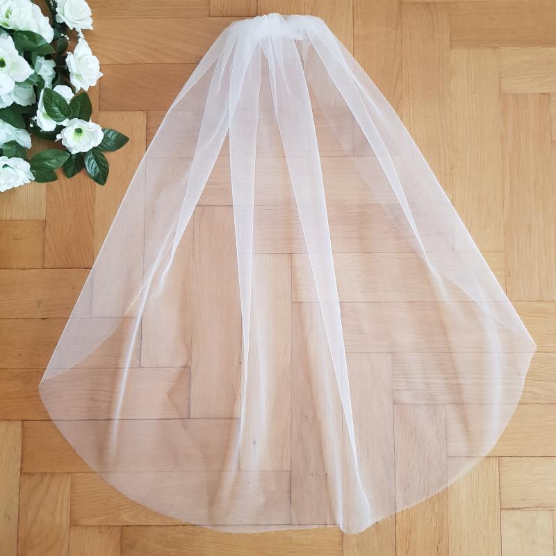 FTY21 - 1 rétegű, szegetlen, Ekrü MINI menyasszonyi fátyol 50x100cm