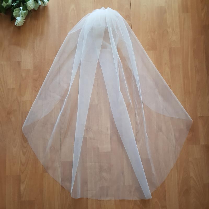 FTY25 - 1 rétegű, szegetlen, Hófehér menyasszonyi fátyol 60x100cm