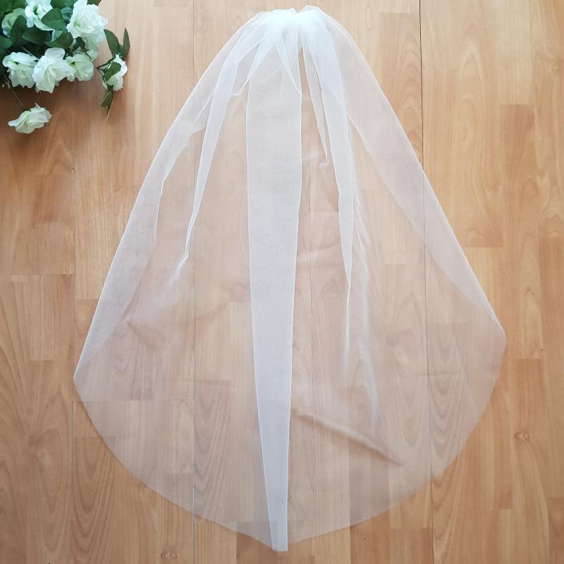 FTY33 - 1 rétegű, szegetlen, Hófehér menyasszonyi fátyol 80x100cm