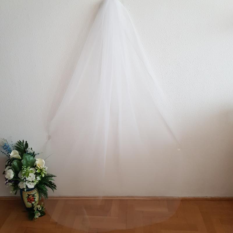FTY49 - 1 rétegű, szegetlen, Hófehér menyasszonyi fátyol 200x150cm